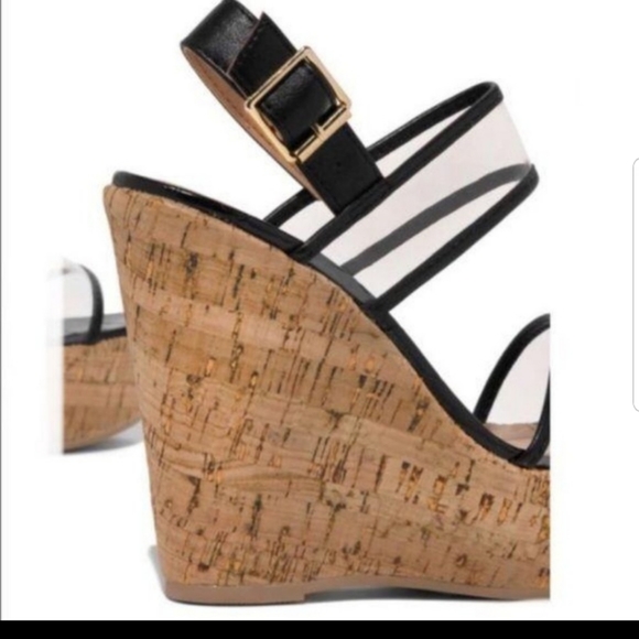Cork Wedge Platform in Black/Clear - Picture 3 of 4